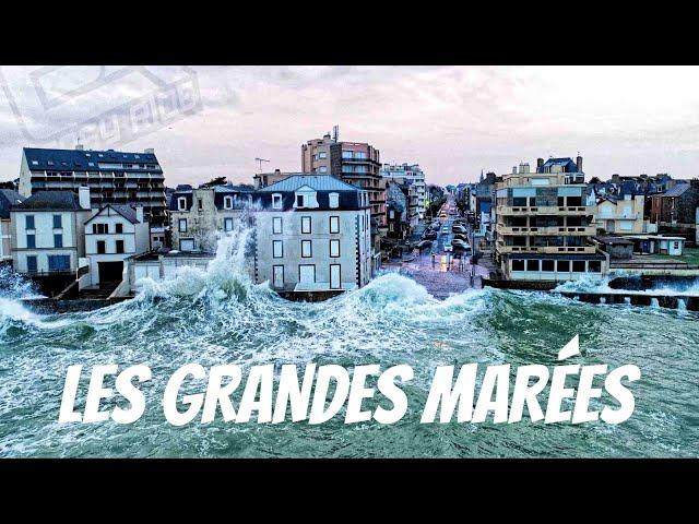 Tempête Eleanor filmée en drone - Easy Ride Opérateur Drone - Saint-Malo - Bretagne - France - Marée