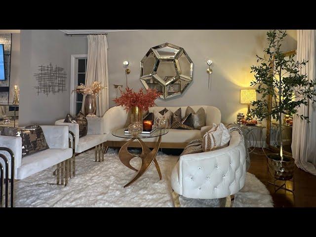 FALL  2024 DECORATE WITH ME   Glam and Cozy Living  Room Decorating Idea For Fall