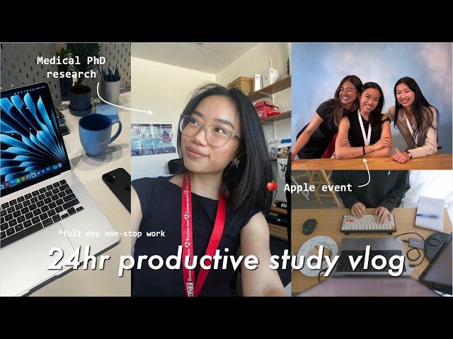 24hr STUDY VLOG  | VERY productive and chaotic studying, research, creator event, late night