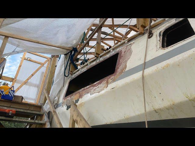 Removing aft portholes! The restoration of SY Carla part 16