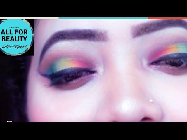 ## Rainbow Colourful Eye Makeup Tutorial ## ALL FOR BEAUTY WITH PIYALI
