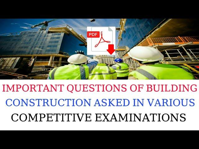 CIVIL ENGINEERING IMPORTANT QUESTIONS | SSC PSC UPSSSC RPSC