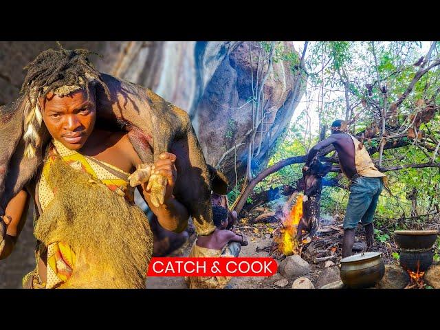 Hunters Of The Hadzabe Tribe | Exploring Their Raw Meat Cooking And Hunting Traditions!