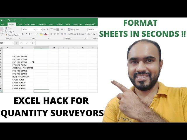 Excel shortcut | For any professional | Excel hack for formatting | Quantity Surveyor must know