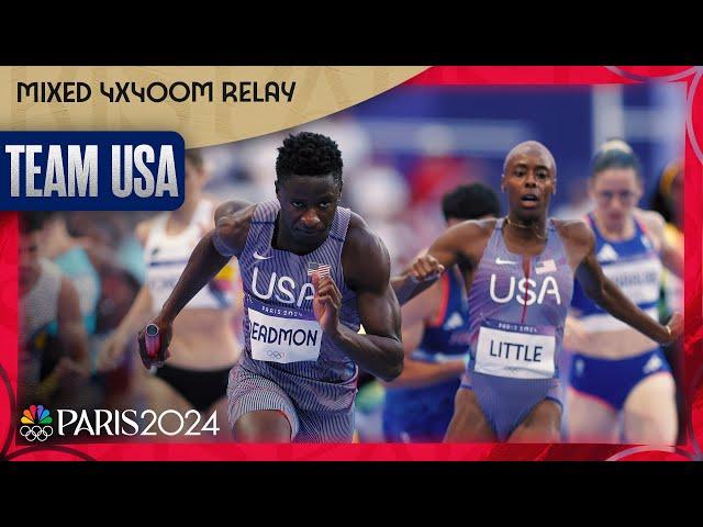 Team USA smashes WORLD RECORD by over a FULL SECOND in mixed 4x400 relay heat | Paris Olympics