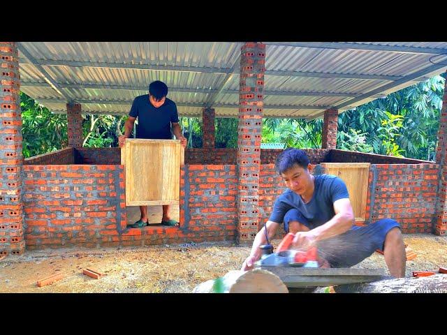 The process of completing 100% of the solid brick pig pen. Preparing to raise pigs for sale