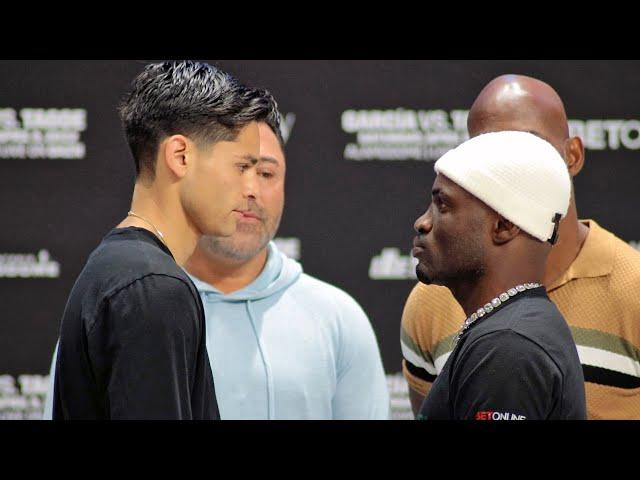 RYAN GARCIA LOOKS DOWN ON EMMANUEL TAGOE & HAS TENSE FACE OFF AFTER ALMOST BRAWLING AT WORKOUT