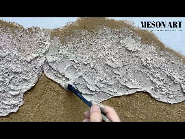 Large Brown Texture Painting 3D Sea Wall Art Plaster Wall Art Wabi-Sabi Wall Art Mixed Media Art