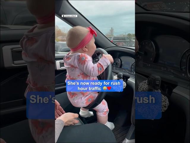 Baby has hilarious “road rage” moment in parking lot ️