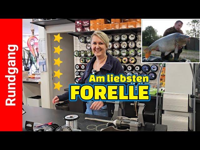 Angelladen Chefin liebt FORELLE  Rundgang bei Angelsport Koziol