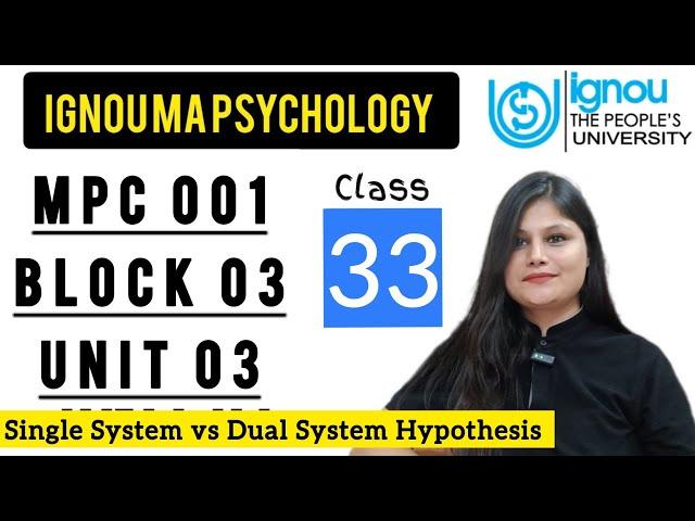 MPC 001 Block 3 unit 4 : Class 33 for IGNOU MA Psychology | Language Disorders