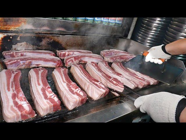 Amazing 10 flavors of salt?! Grilled pork belly on a 300F iron plate / Korean Street Food