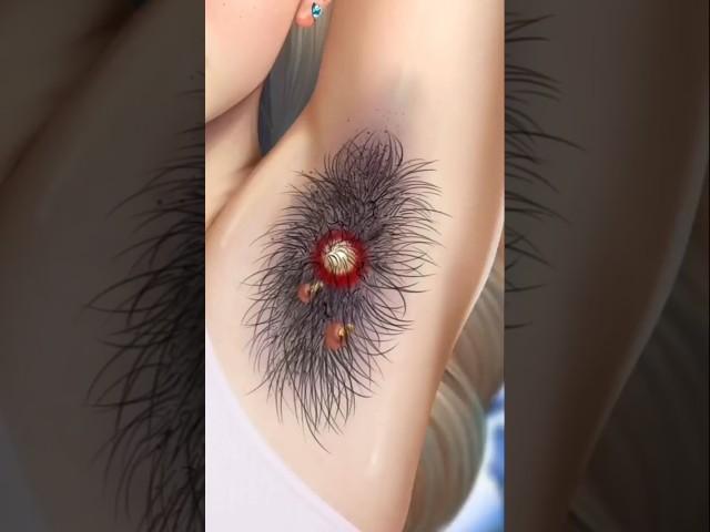 ASMR Removal Armpit Acne and waxing Armpit Hair | #asmr #asmrsounds #asmrvideo #animation,