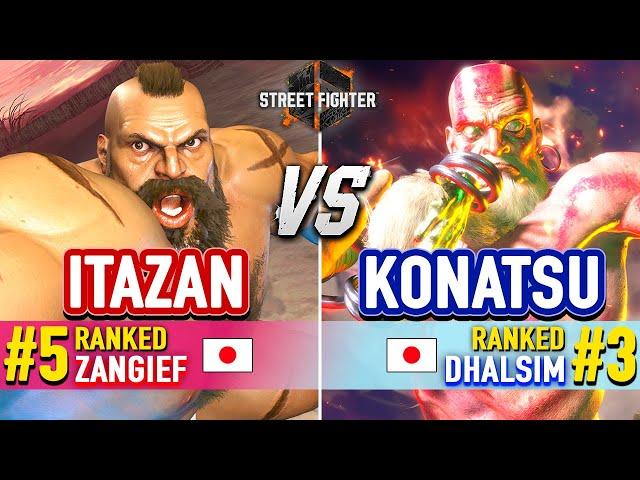 SF6  ITAZAN (#5 Ranked Zangief) vs KONATSU (#3 Ranked Dhalsim)  SF6 High Level Gameplay