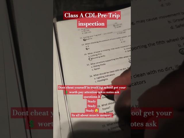 Studying for Class A CDL Permit Test #cdl #pretripinspection #truckingjourney #truckingschool