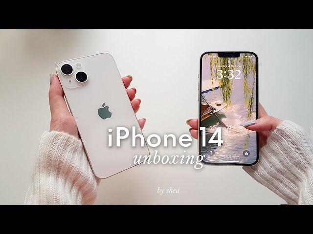 unboxing iPhone 14 starlight (256gb)  | accessories, camera test & set-up