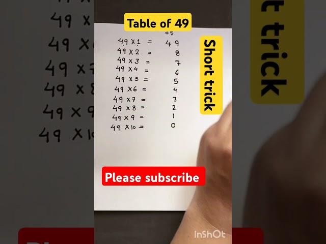 Table of 49, short trick#shorts#shortfeed#shortvideo#maths#education#viralvideo#viralshorts#trending