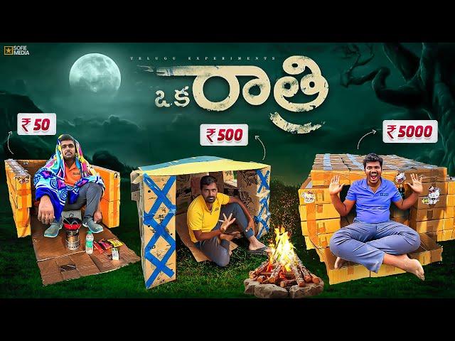 Low To High Budgets Cardboard Boxes Houses Overnight Survival Challenge  Telugu Experiments