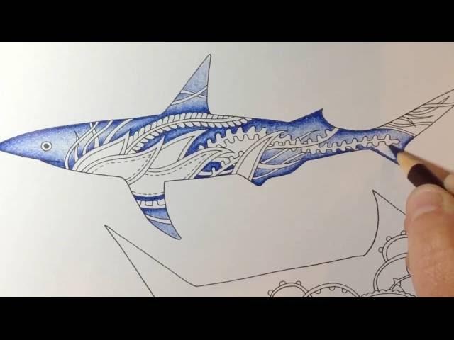 Colored by Julie Bouve - derwent coloursoft pencils - lost ocean - johanna basford - realtime