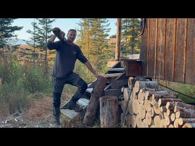 Off Grid Cabin in Alaska, Prepping for Winter Solo ~ Nordland 49