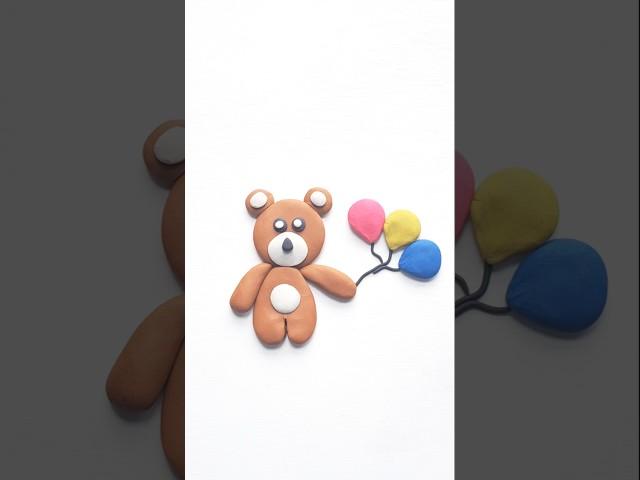 DIY Clay Teddy With Balloons| Easy Clay Art For Kids | Sisu TV #SisuTV #shorts #kidscrafts #teddy