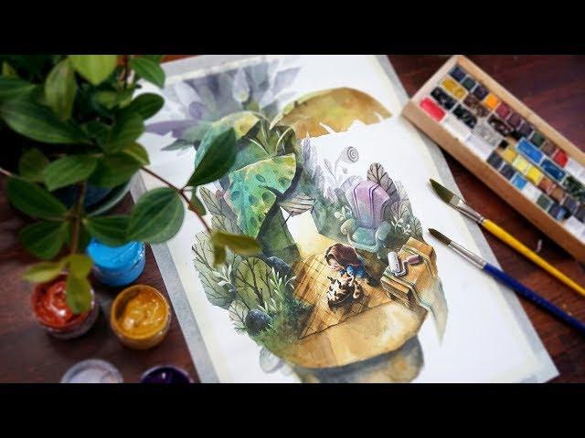 Watercolor illustration-SpeedDrawing-ConceptArt / 주인님 일어나셔요~[ERUDA]