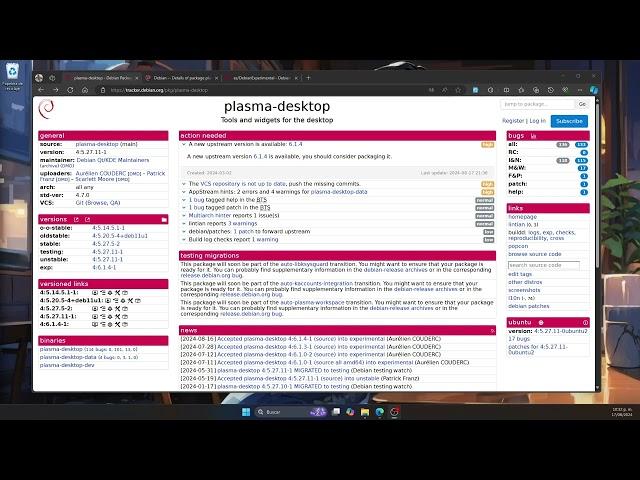 KDE Plasma 6 ha llegado a Debian Experimental