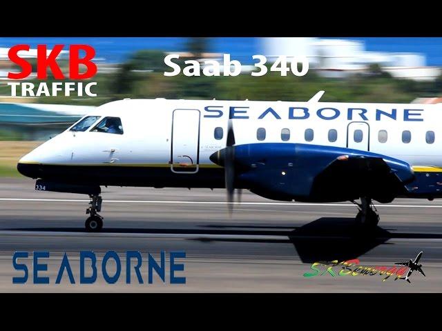 Seaborne Airlines Saab 340 departing St. Kitts for San Juan Puerto Rico !!!!