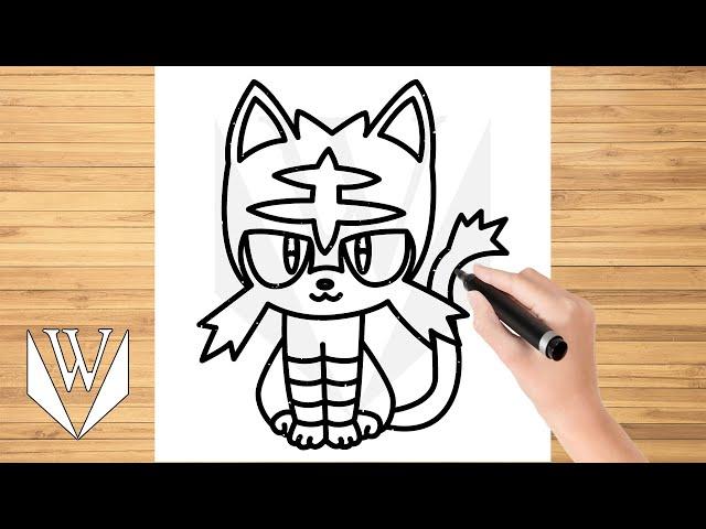 How to draw Litten Pokemon Step by step, Drawing Tutorial Trick Easy For Kids