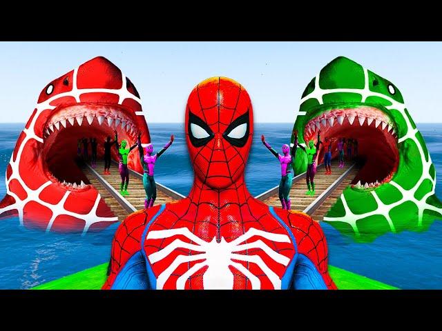 GTA V Epic New Stunt Race For Car Racing Challenge by Quad Bike, Cars and Motorcycle, Spider Shark