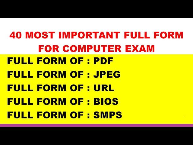 40 Most Important Full form for Computer any PSSSB, all Govt Exam