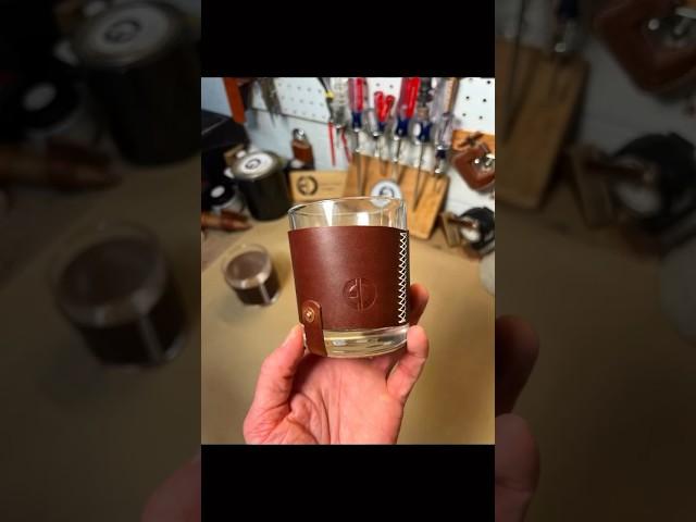 Leather Cocktail Koozie w Built-In Coaster