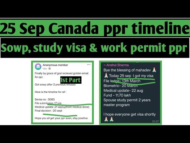 25 September Canada  ppr timeline today | Sowp, study visa, work permit and sowp ppr timeline today