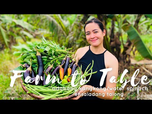 Farm to Table Adobong Kangkong (water spinach) and Ensaladang Talong | Countryside Life Leyte PH