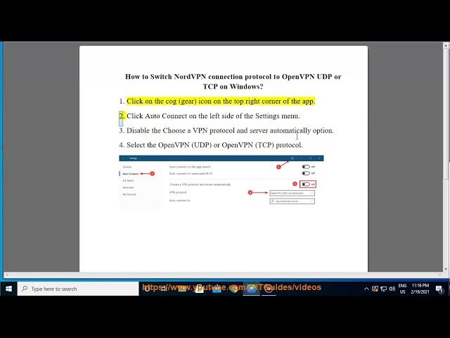 Switch NordVPN connection protocol to OpenVPN UDP/TCP on Windows