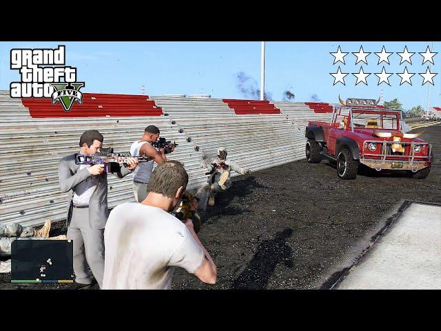 GTA 5 - Franklin, Michael and Trevor's Ten Star Escape From FORT ZANCUDO # 173