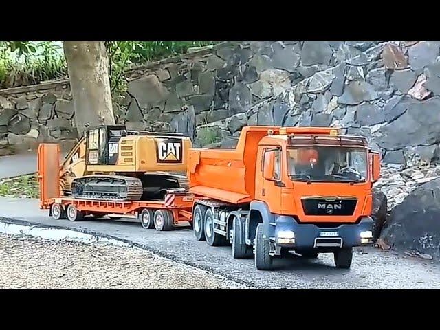 RC Excavator & Dump Truck Tackle   Impossible TerrainSatisfying RC Construction Miniature Marvels