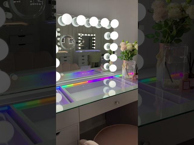 13 drawer vanity desk with full light &RGB #vanitymirror#fulllighting #VANITII