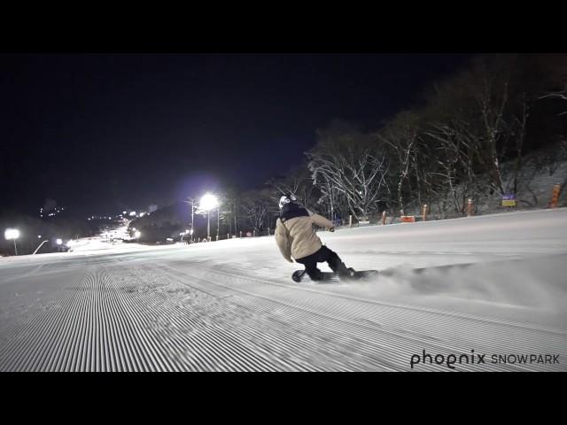 휘팍ㅣ파노라마에서 시원한 백야 스노우보드 프리라이딩ㅣ Snowboarding at night