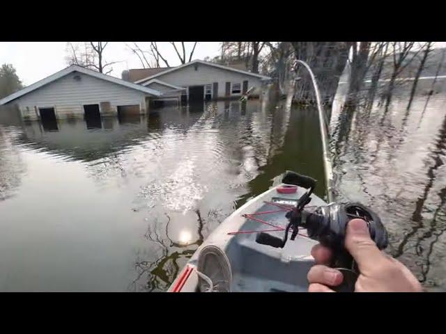 Topwater Plopper Fishing For BIG BASS At FLOODED NEIGHBORHOOD! (Kayak Fishing)