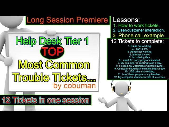 Help Desk Tier 1, Top Trouble Tickets Training Video, Real Life Lesson to work Help Desk.