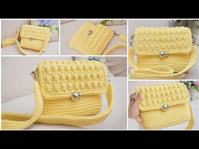 A unique beautiful crochet pattern and a wonderful handbag made of T-shirt yarn