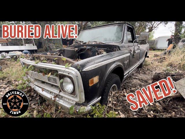 BURIED ALIVE: 1969 C10 Rescued by The Unit- 1969 CHP Suburban!