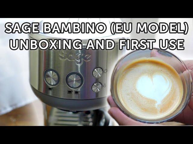 Sage / Breville Bambino European Model Unboxing : First Start-Up, Espressos Shots and Latte Art ASMR