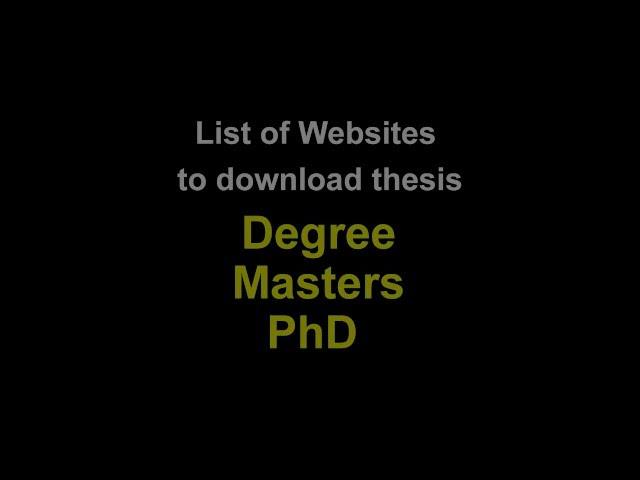 Easy way to download thesis Degree Master PhD