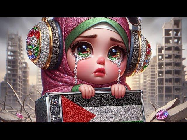 Diamonds on Palestinian Girl with Radio | AI Crafting for Free Palestine