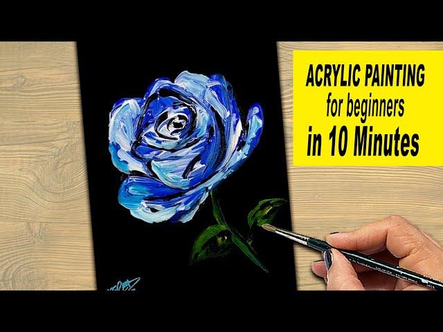 How to Paint a BLUE ROSE in 10 Minutes | Acrylic Painting for Beginners | Real Time Step by Step #4