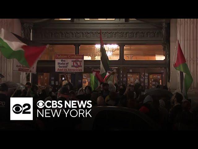 Pro-Palestinian demonstrators gather at CUNY Graduate Center in NYC