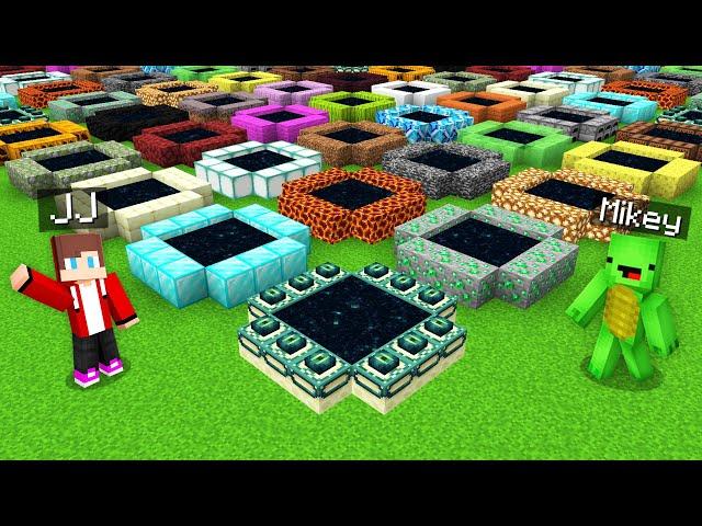 JJ and Mikey Light 1000 NEW ENDER PORTALS at ONCE in Minecraft Maizen!