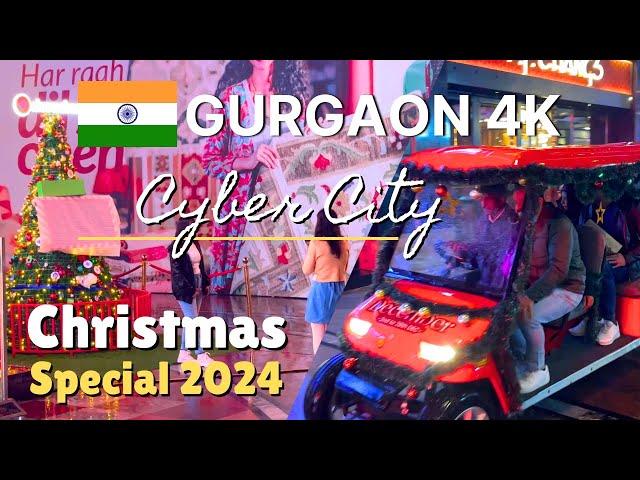 Gurgaon Cyber City Christmas Lights  - DLF Cyber Hub Decorations & Festive Vibes in 4K